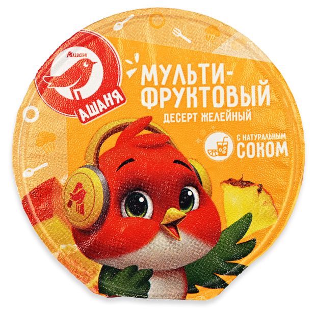 Десерт желейный АШАН Красная птица Ашаня мультифруктовый, 100 г