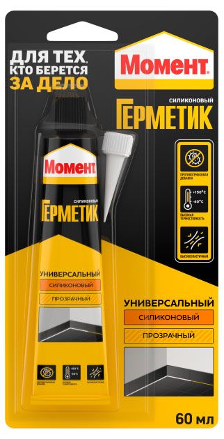 Герметик силиконовый Момент Универсальный прозрачный, 60 мл