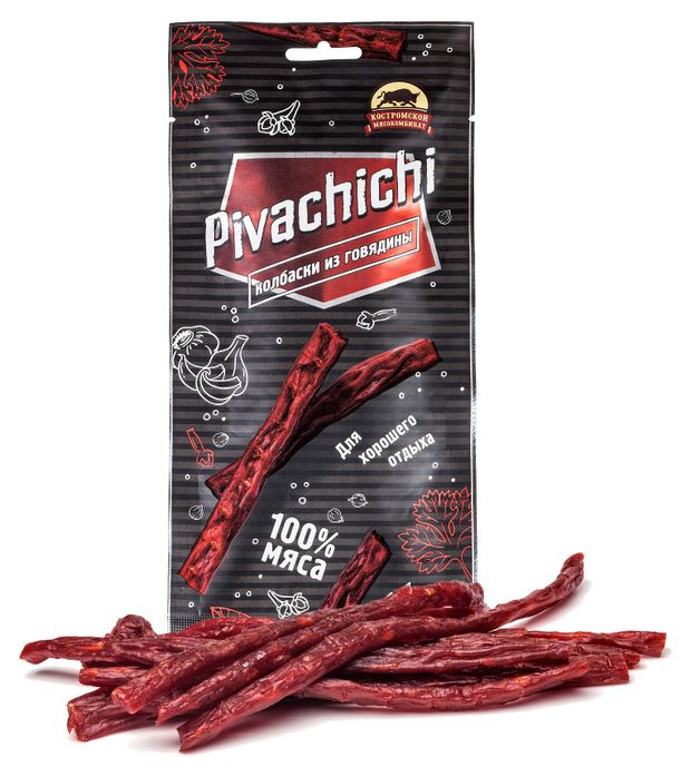 Мясные снеки Колбаски сырокопченые Костромской мясокомбинат Pivachichi из говядины, 60 г