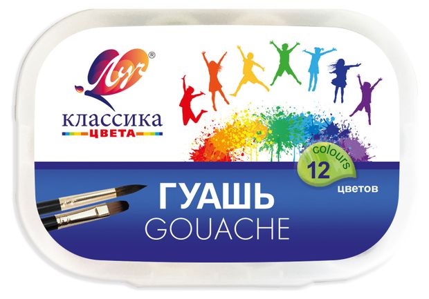 Краски гуашь Луч Классика цвета в контейнере , 12 цветов
