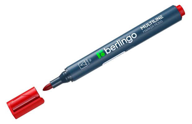 Маркер перманентный Berlingo Multiline PE300 пулевидный красный 3 мм, 1 шт