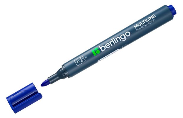 Маркер перманентный Berlingo Multiline PE300 пулевидный синий 3 мм, 1 шт