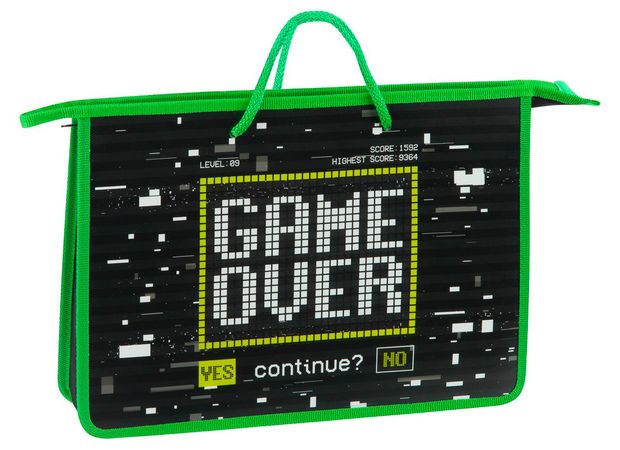 Папка ArtSpace Game Over А4 с ручками на молнии, 1 шт