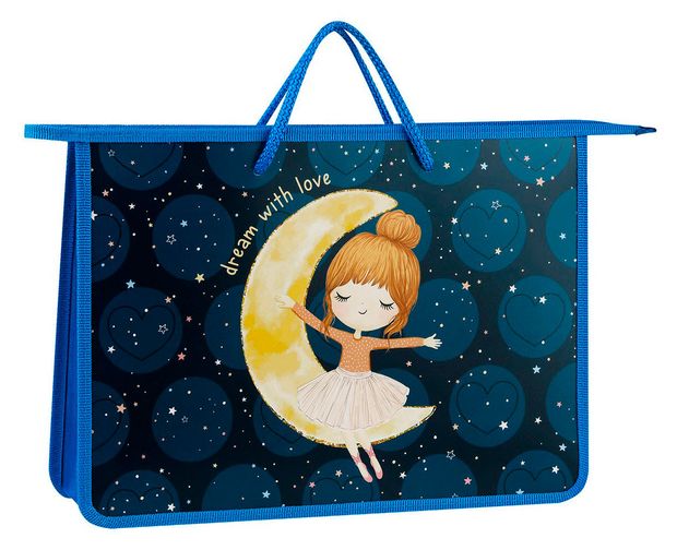 Папка ArtSpace Riding on the moon А4 с ручками на молнии, 1 шт