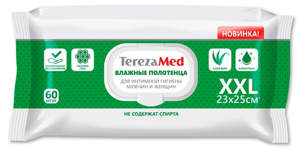 Влажные полотенца для интимной гигиены TerezaMed XXL 23х25 см, 60 шт