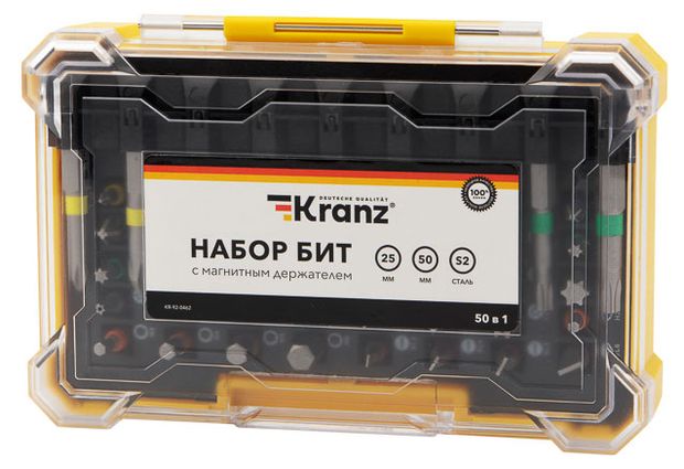 Набор бит с магнитным держателем Kranz 25-50 мм, 49 шт