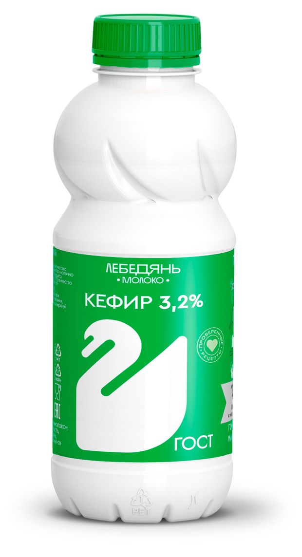 Кефир Лебедяньмолоко 3,2% БЗМЖ, 450 г