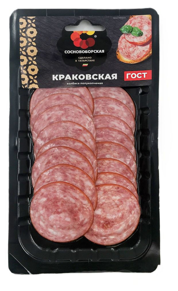 Колбаса полукопченая Сосновоборская Краковская нарезка, 100 г