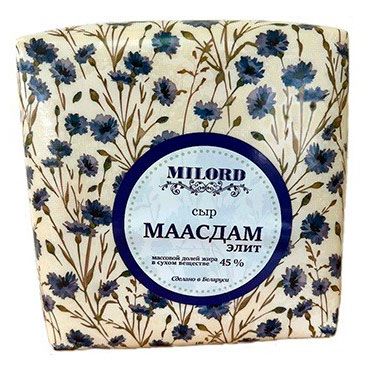 Сыр полутвердый Маасдам Элит Milord 45% БЗМЖ Беларусь, вес