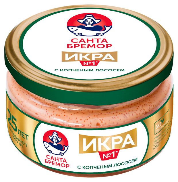 Икра мойвы Санта Бремор Икра 1 с копченым лососем, 180 г