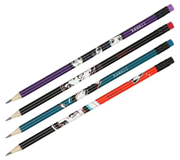 Карандаш чернографитный Meshu Kawaii HB с ластиком, 1 шт в ассортименте