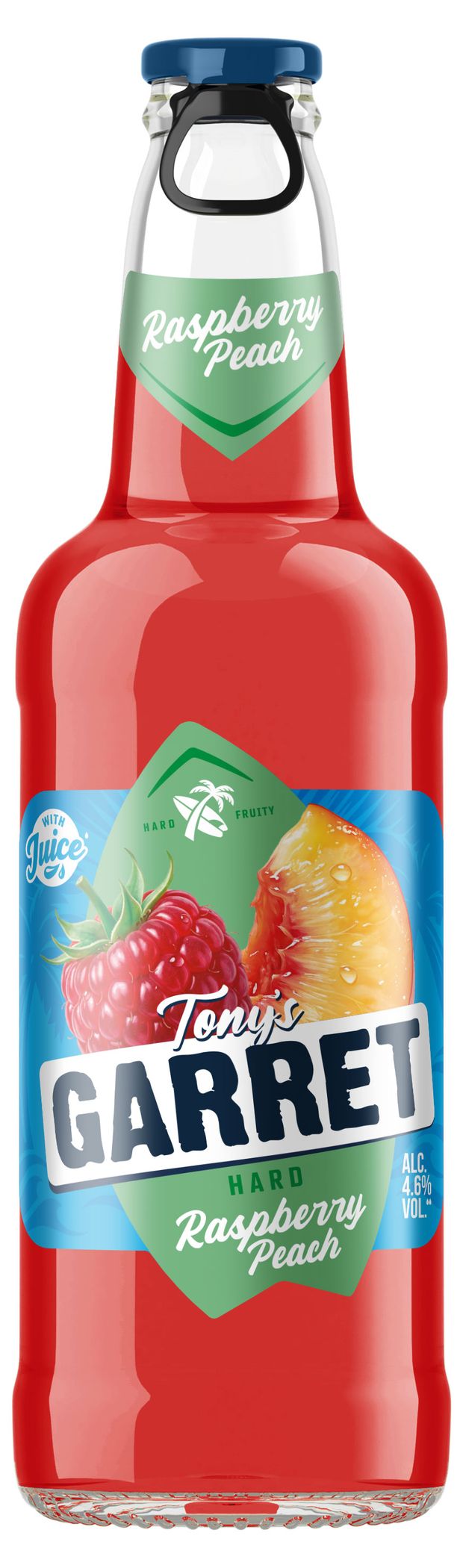 Пивной напиток Tony's Garret Hard Raspberry Peach, 400 мл