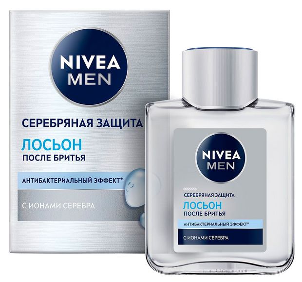 Лосьон после бритья NIVEA MEN Серебряная защита с ионами серебра и антибактериальным эффектом Германия, 100 мл