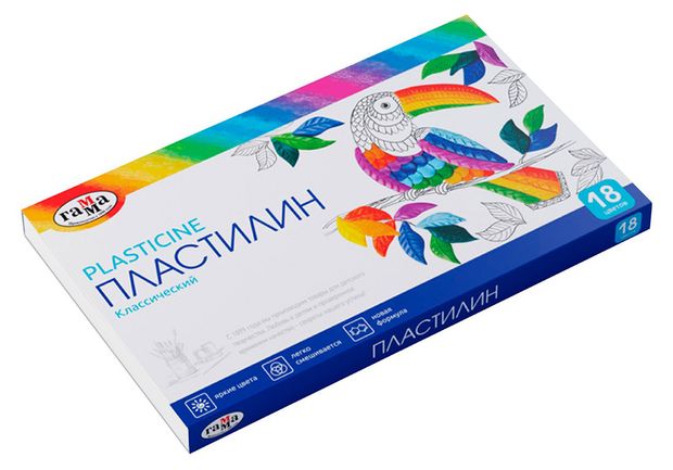 Пластилин Гамма Классический со стеком, 18 цветов