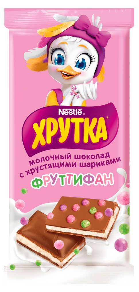 Шоколад молочный ХРУТКА Фруттифан с хрустящими шариками, 82 г