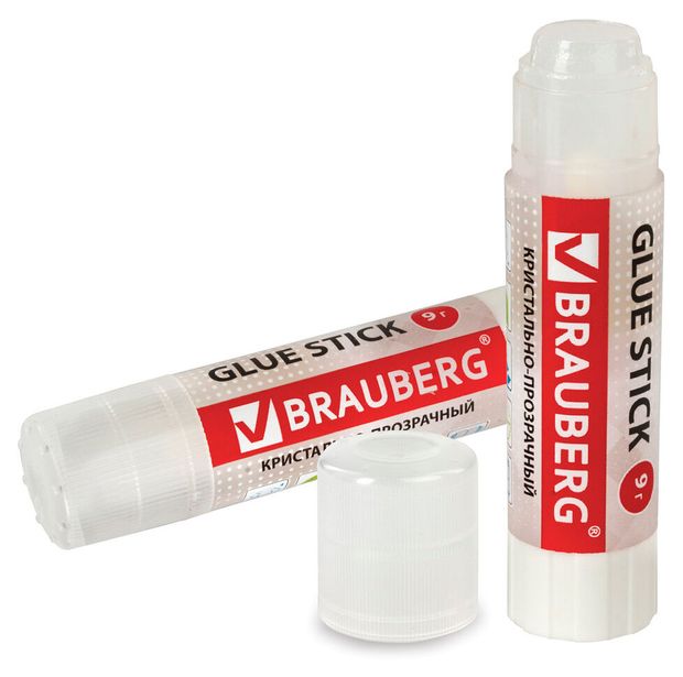 Клей-карандаш Brauberg Crystal прозрачный, 9 г