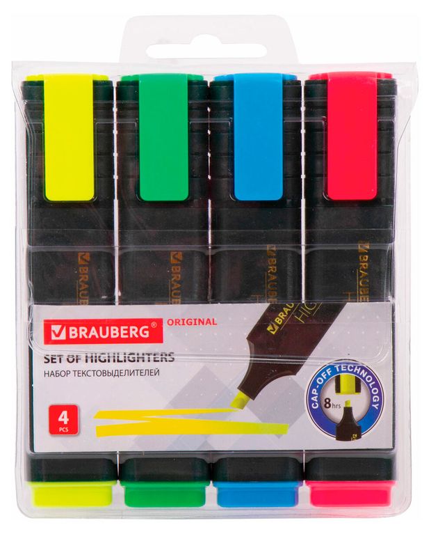 Набор текстовыделителей Brauberg Original 1-5 мм, 4 цвета