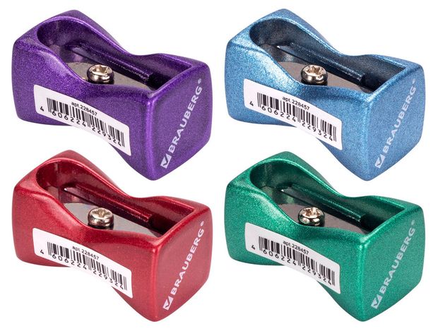 Точилка Brauberg ZigZag 1 отверстие металл, 1 шт в ассортименте