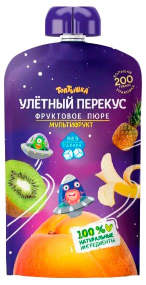 Пюре фруктовое Топтышка Улетный перекус мультифрукт Беларусь, 200 г