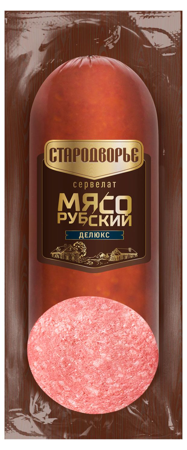 Колбаса варено-копченая Стародворье Сервелат мясорубский делюкс, 300 г