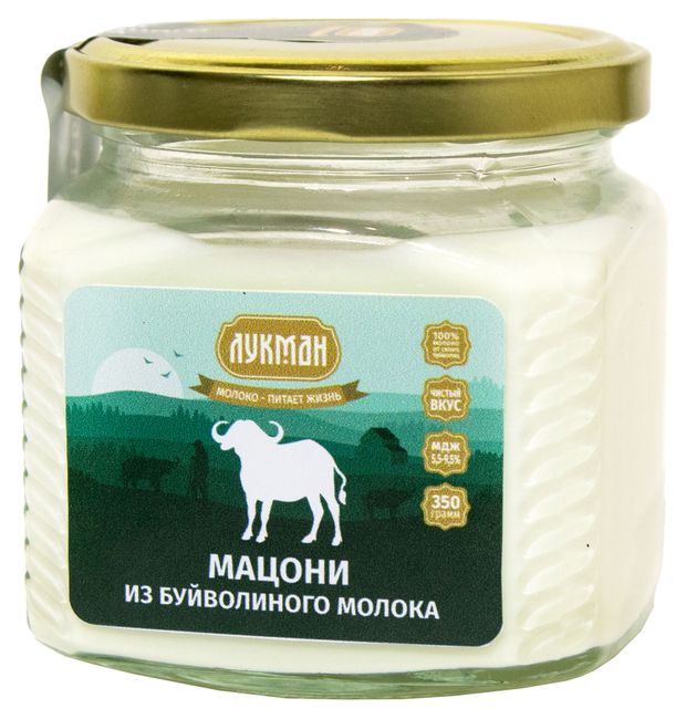 Кисломолочный продукт Мацони из буйволиного молока Лукман 5,5-9,5% БЗМЖ, 350 г