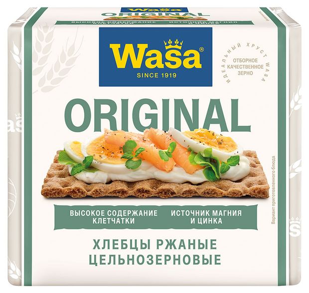 Хлебцы ржаные Wasa original цельнозерновые Германия, 205 г