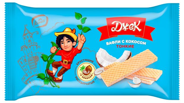 Вафли Konti Джек тонкие с кокосом, 125 г