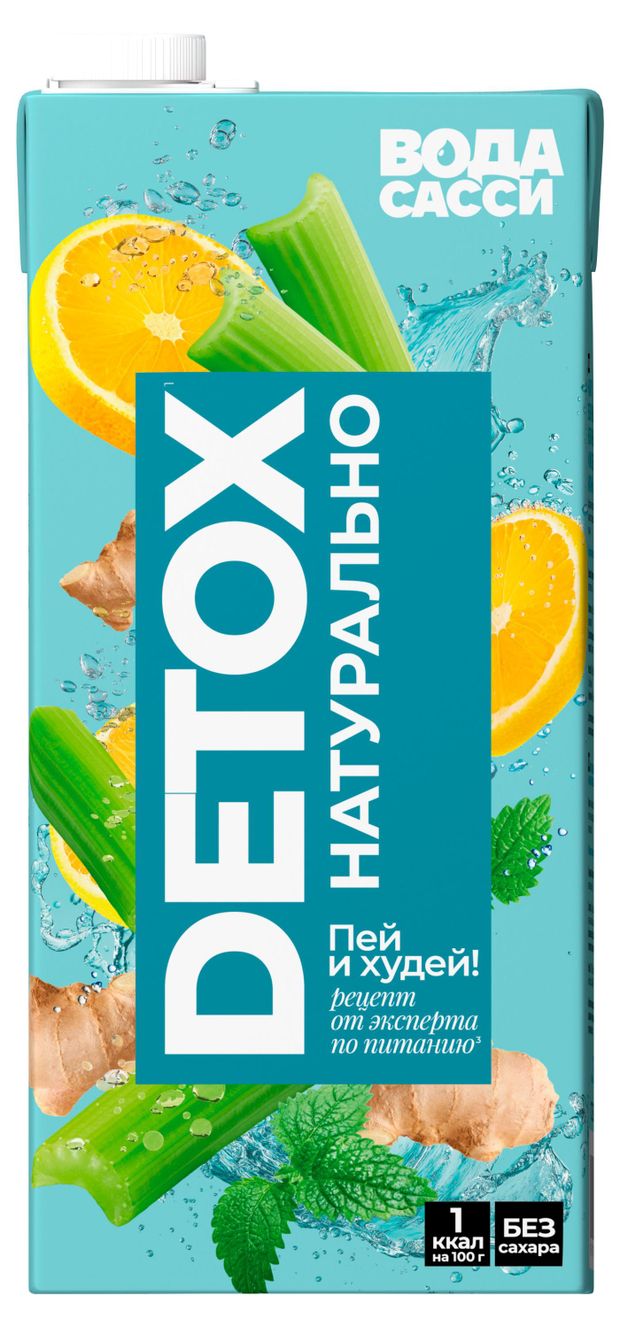 Напиток негазированный Вода Сасси Detox Пей и худей лимон сельдерей мята имбирь без сахара, 930 мл