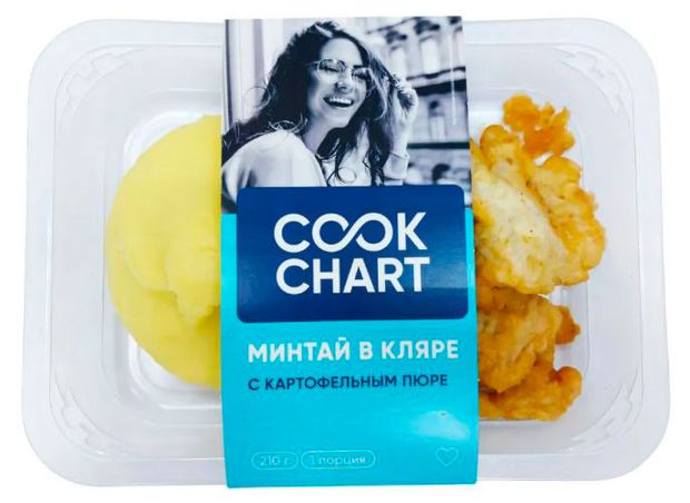 Филе минтая жареное Cook Chart в кляре с картофельным пюре, 210 г