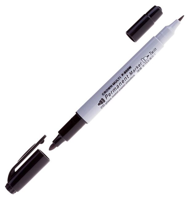 Маркер перманентный Crown Multi Marker Twin двухсторонний черный, 2 мм, 1 мм