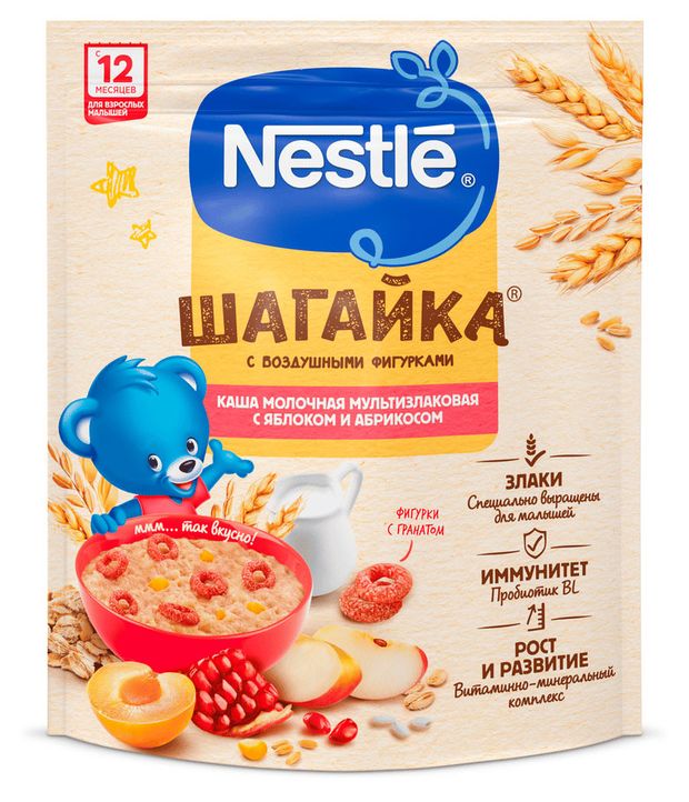 Каша молочная Nestle мультизлаковая яблоко манго гранат, 190 г