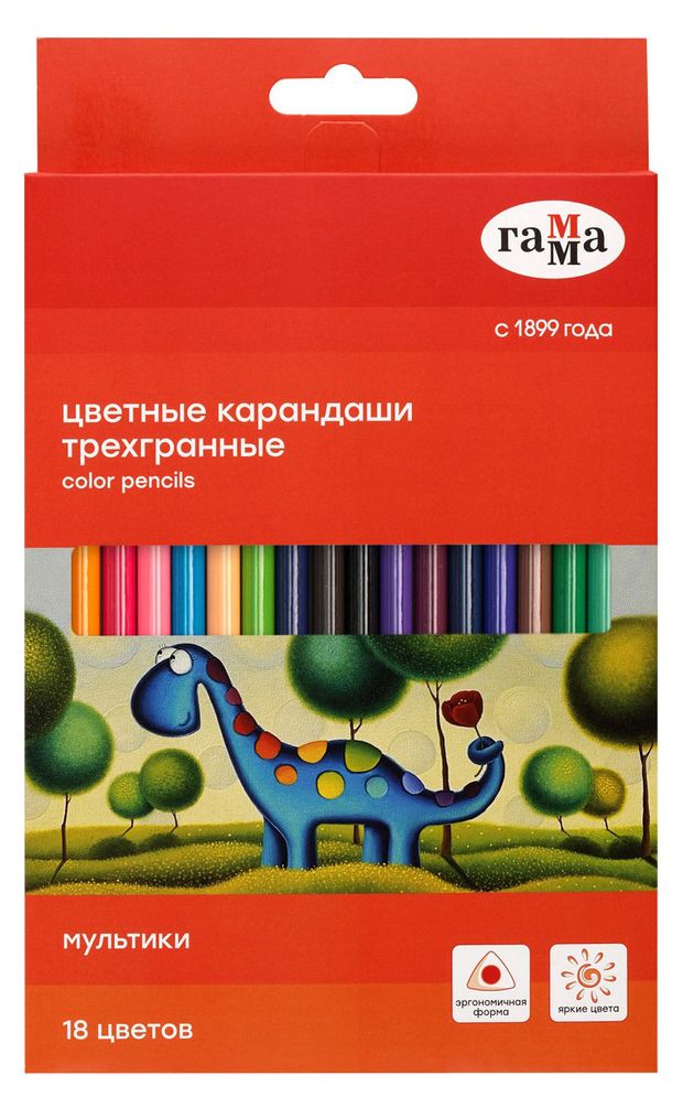 Карандаши цветные Гамма Мультики, 18 цветов