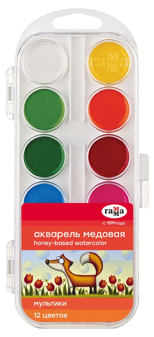 Акварель Гамма Мультики медовая, 12 цветов