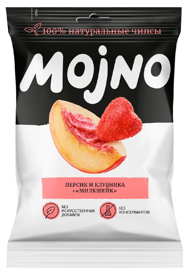 Чипсы натуральные Mojno Милкшейк из персика и клубники, 50 г