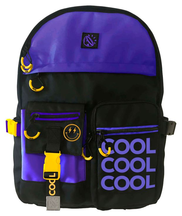 Рюкзак школьный Orange Peel Street Life Cool черно-фиолетовый, 40х28х15 см