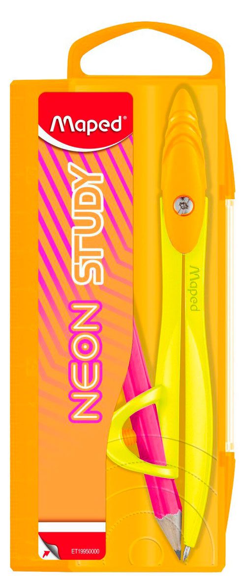 Циркуль Maped Neon Study из цинкового сплава с карандашом, 1 шт в ассортименте