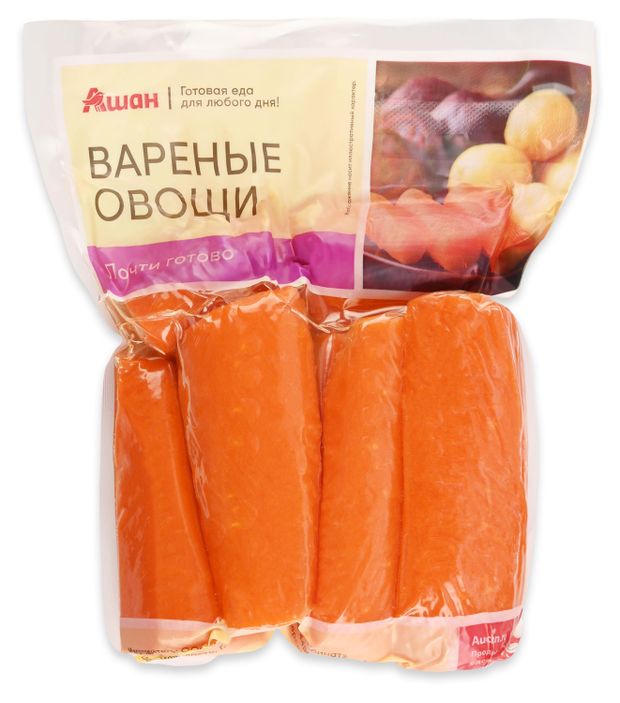 Морковь вареная АШАН Красная птица очищенная, 500 г