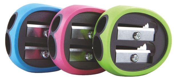 Точилка KEYROAD Rubber пластиковая 2 отверстия, 1 шт в ассортименте