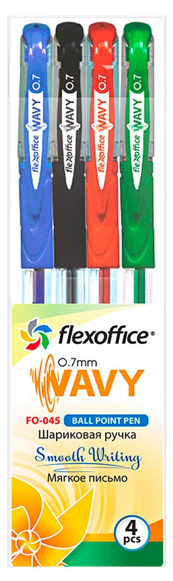 Набор шариковых ручек Flexoffice Wavy 0,7 мм 4 цвета, 4 шт