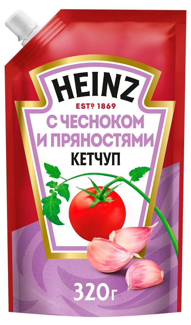 Кетчуп Heinz томатный с чесноком и пряностями, 320 г