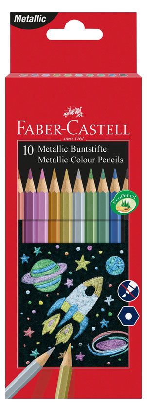 Карандаши цветные Faber-Castell, 10 цветов металлик
