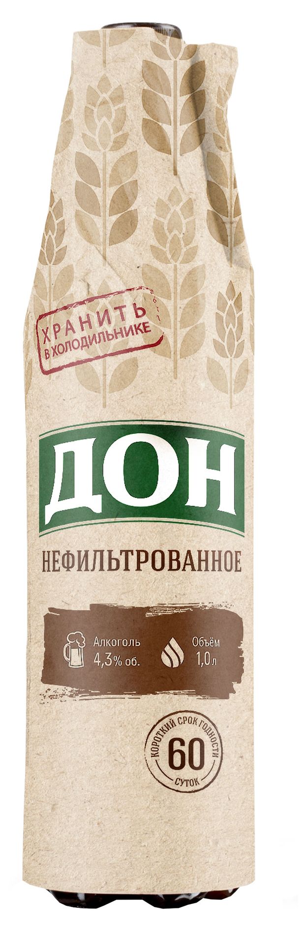 Пиво светлое Дон нефильтрованное, 1 л