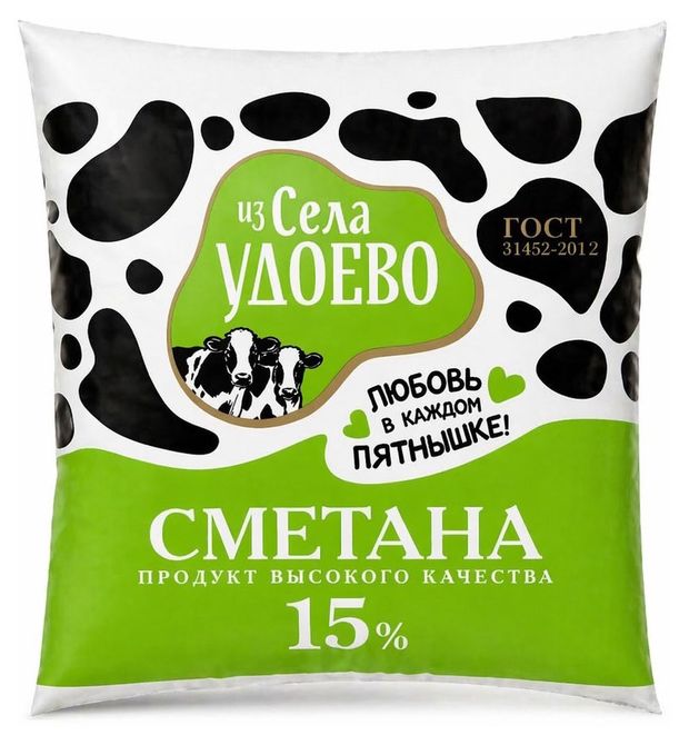 Сметана Из села Удоево 15% БЗМЖ, 450 г