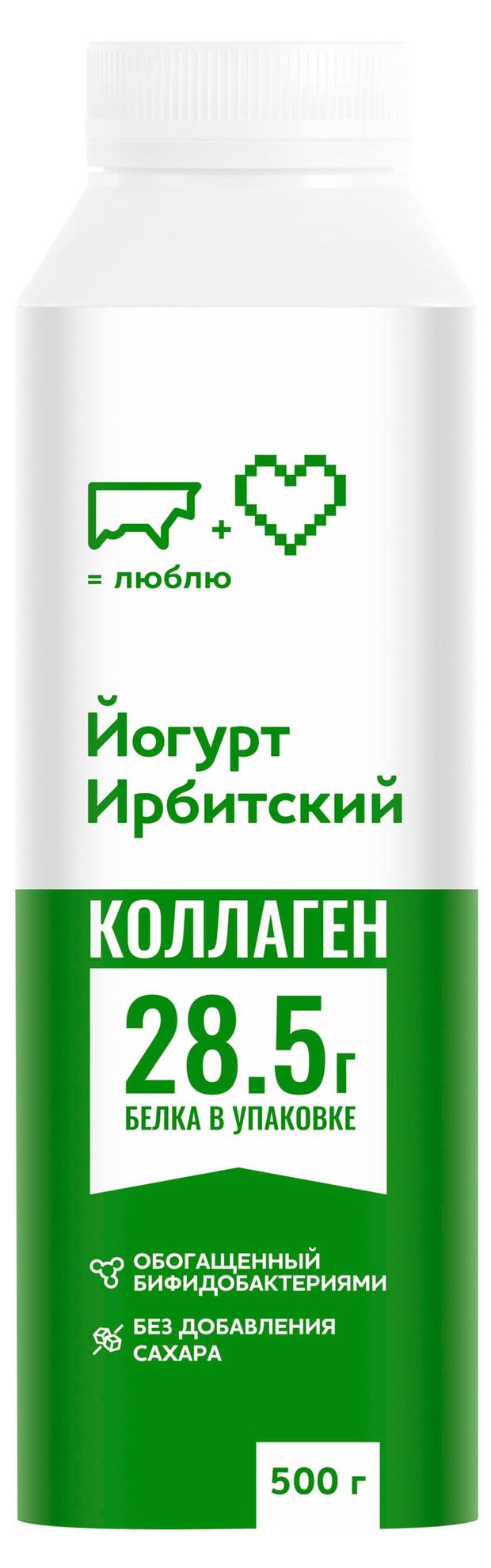 Йогурт питьевой Ирбитский натуральный с коллагеном 2,5% БЗМЖ, 500 г