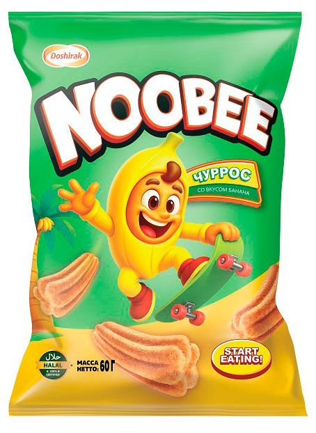 Снеки кукурузные Noobee Чуррос со вкусом банана, 60 г