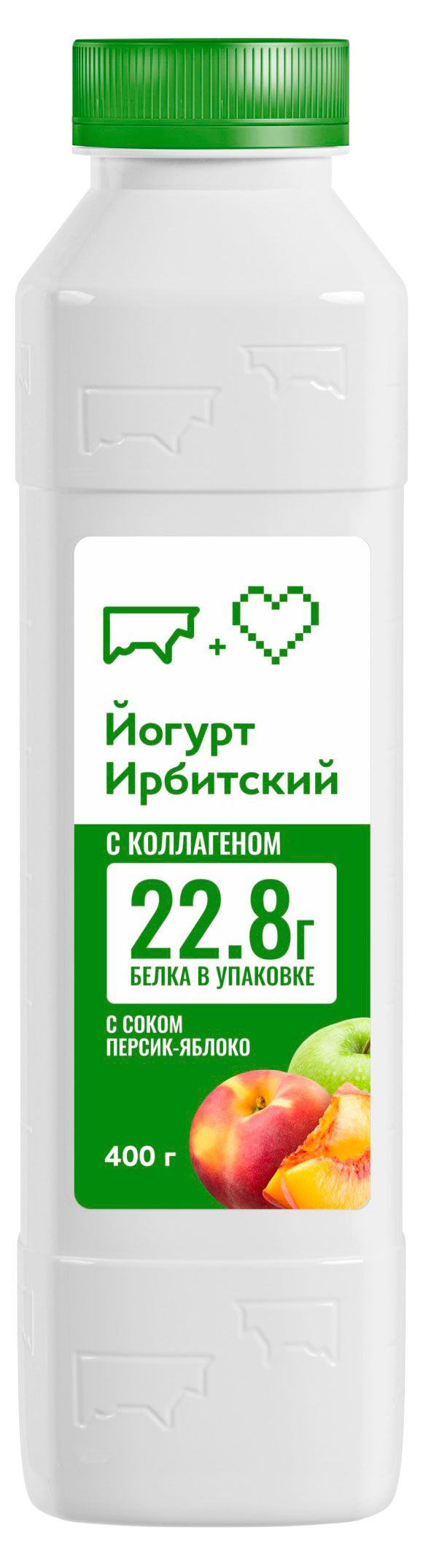 Йогурт питьевой Ирбитский с коллагеном персиком и яблоком 2,5% БЗМЖ, 400 г