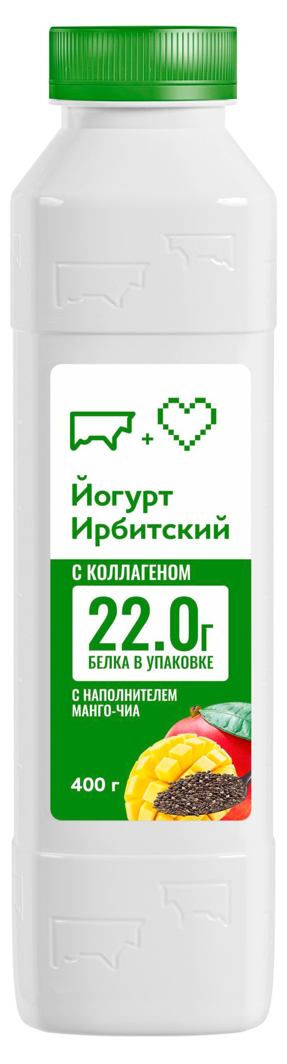 Йогурт питьевой Ирбитский с коллагеном манго и чиа 2,5% БЗМЖ, 400 г