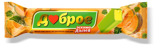 Мороженое сливочное Доброе с пюре дыни в молочной глазури с дыней БЗМЖ, 52 г