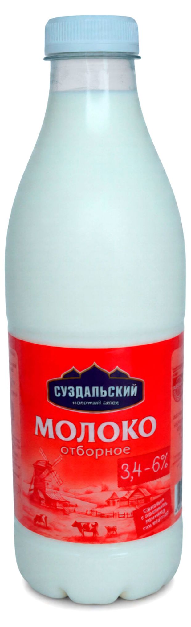 Молоко пастеризованное Суздальский молочный завод Отборное 3,4-6% БЗМЖ охлажденное, 930 мл