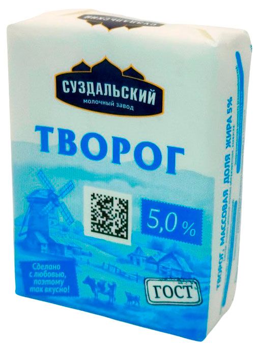 Творог Суздальский молочный завод брикет 5% БЗМЖ, 200 г